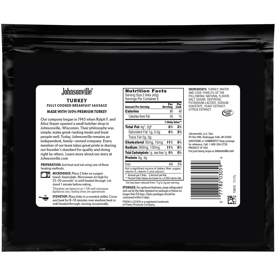 Johnsonville Turkey Breakfast Sausage Links, 9.6 Oz 4 Johnsonville Turkey Breakfast Sausage Links, 9.6 Oz - Image 2