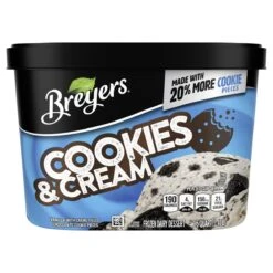 Breyers Frozen Dairy Dessert Cookies & Cream, 48 Oz
