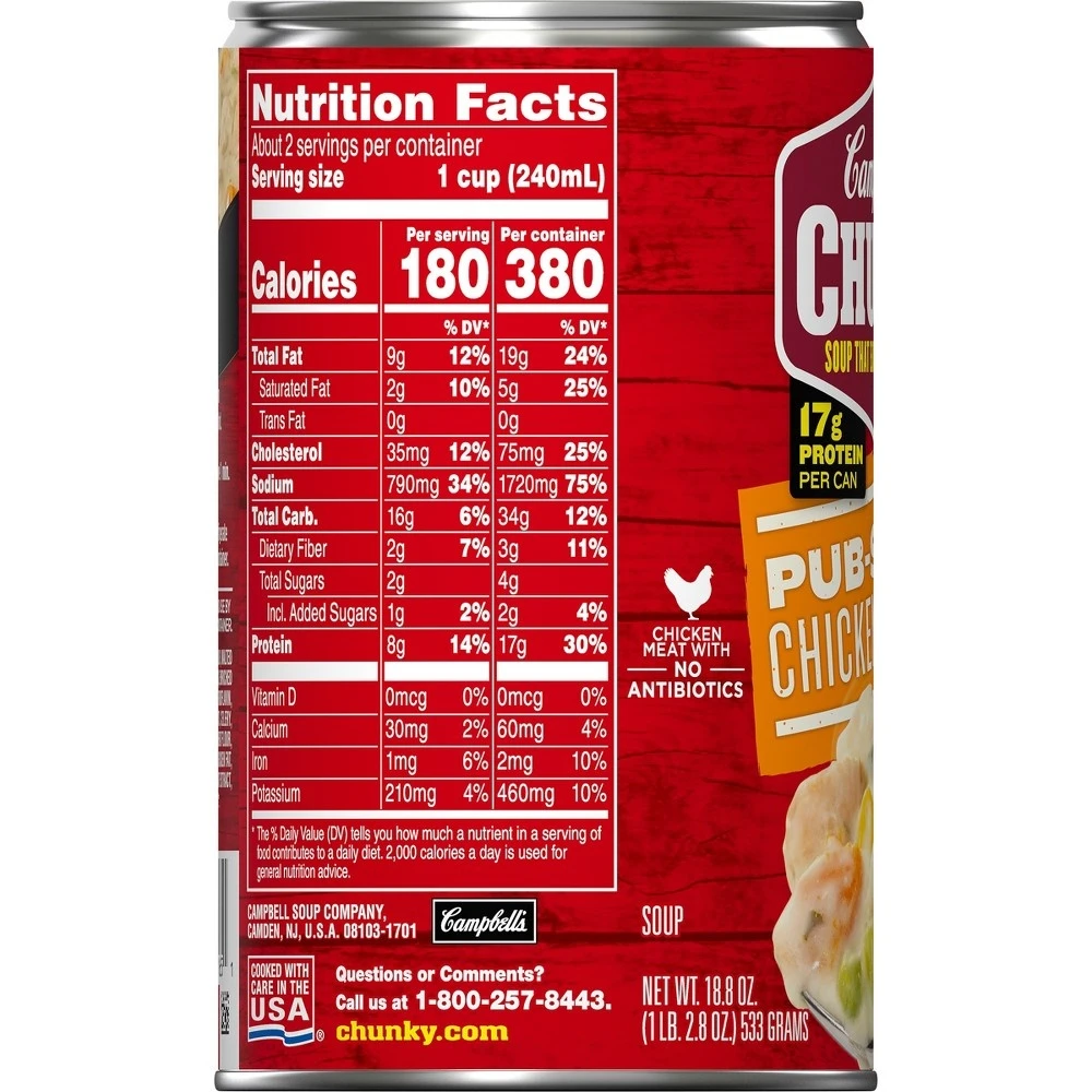 Campbell's Chunky Soup, Pub-Style Chicken Pot Pie Soup, 18.8 Oz Can 5 Campbell's Chunky Soup, Pub-Style Chicken Pot Pie Soup, 18.8 Oz Can - Image 3