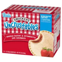 Smucker's Uncrustables Peanut Butter & Strawberry Jam Sandwich, 10-Count Pack -Snack Shop 10 4bba813202590c0f69b1dcdb6421ea0a