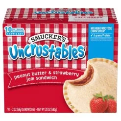 Smucker's Uncrustables Peanut Butter & Strawberry Jam Sandwich, 10-Count Pack -Snack Shop 14 d966a0d3a4bcbbe848f1acd256182d63