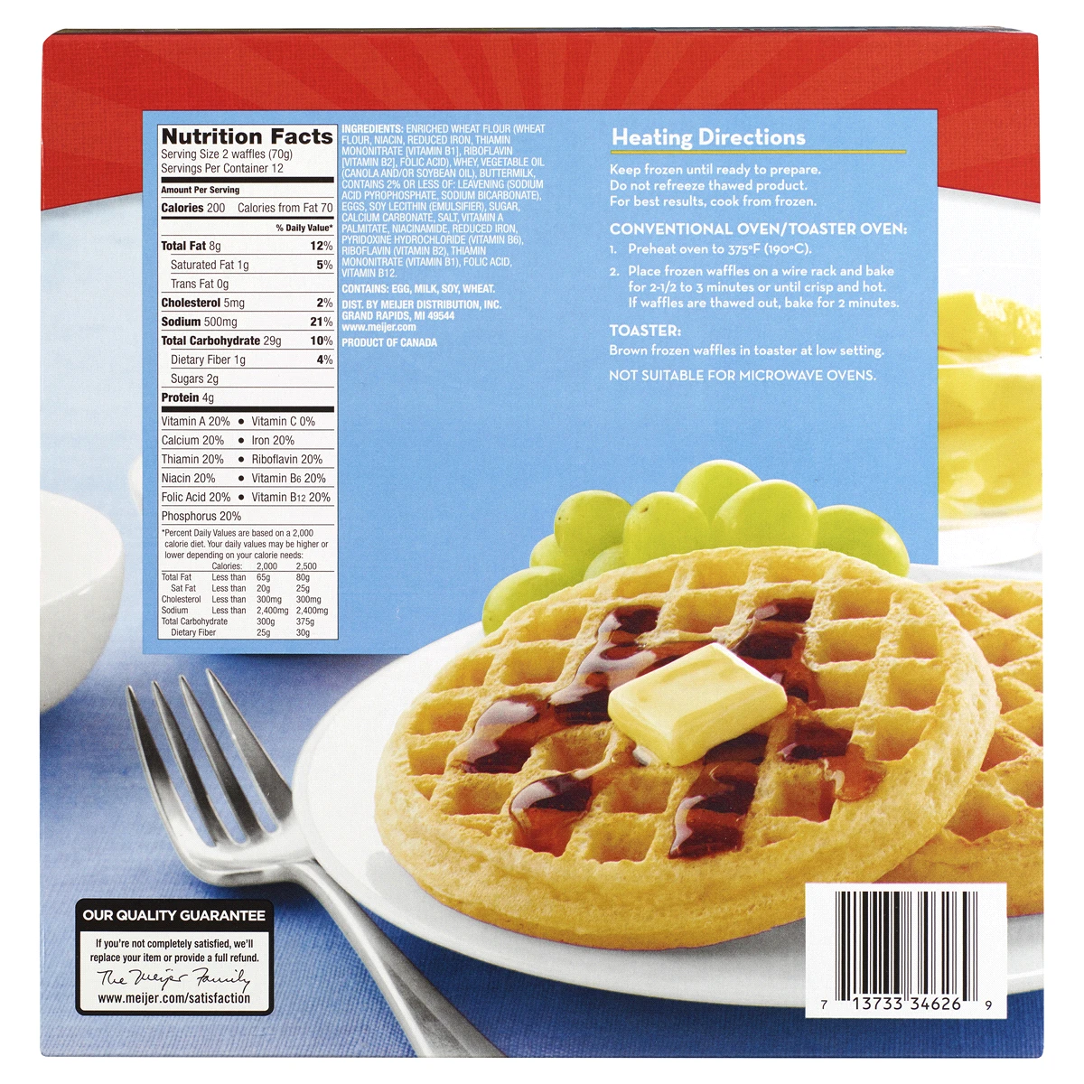 Meijer Buttermilk Frozen Waffles 5 Meijer Buttermilk Frozen Waffles - Image 3