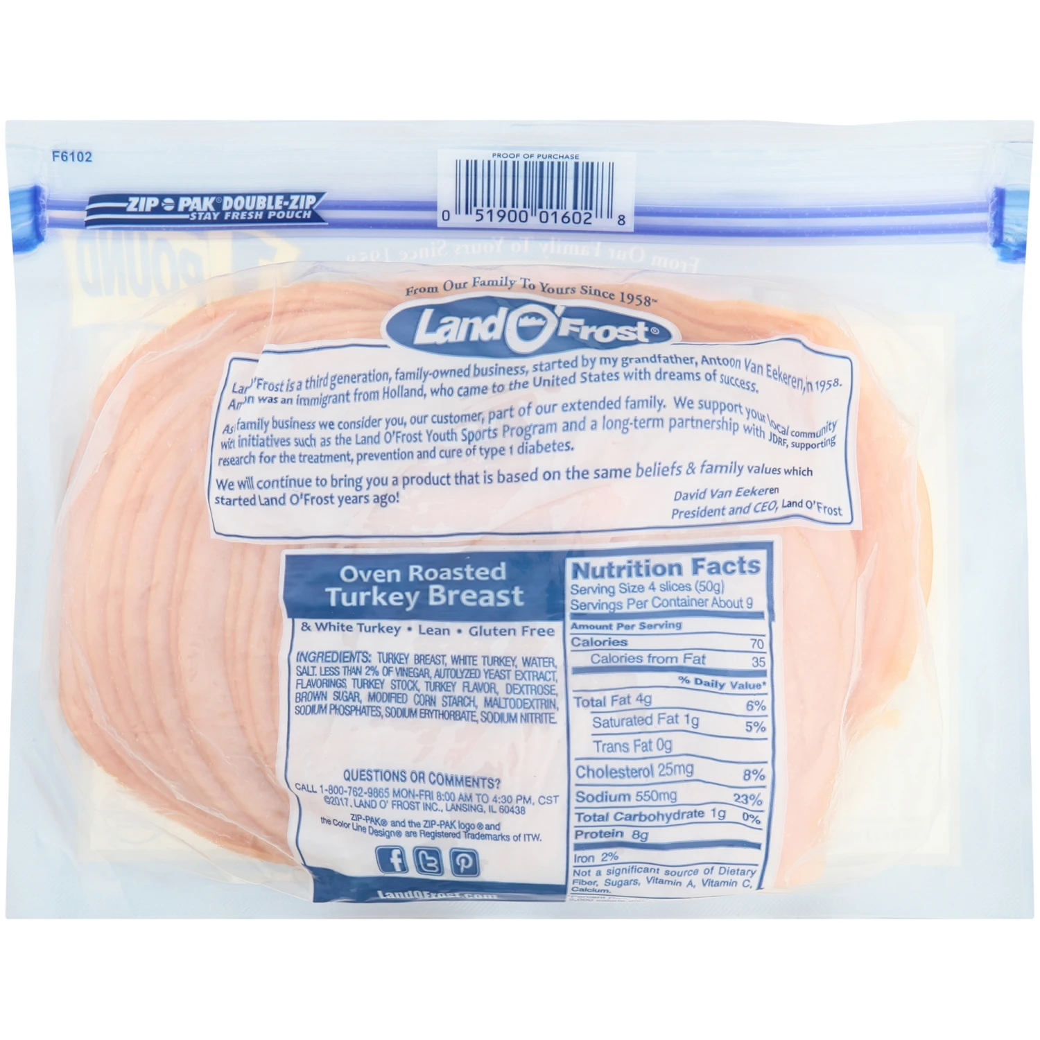 Land O' Frost Land O Frost Premium Turkey Breast & White Turkey Lean Oven Roasted - 16 Oz 6 Land O' Frost Land O Frost Premium Turkey Breast & White Turkey Lean Oven Roasted - 16 Oz - Image 4