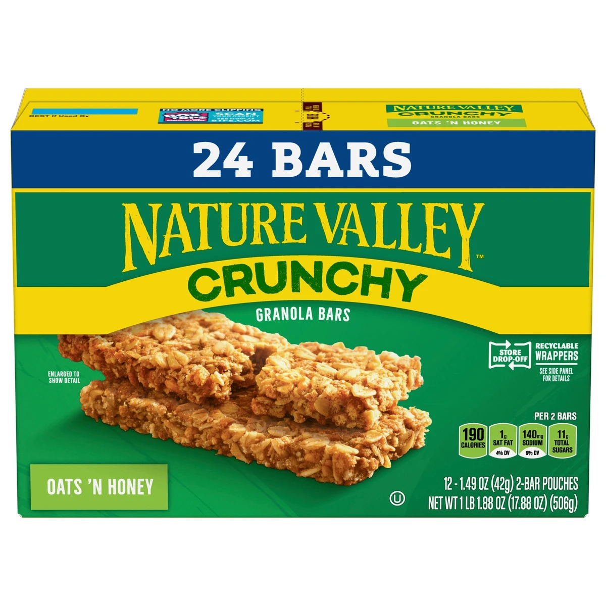 Nature Valley Granola Bars, Crunchy Oats 'n Honey, 17.88 Oz 3 Nature Valley Granola Bars, Crunchy Oats 'n Honey, 17.88 Oz