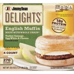 Jimmy Dean Delights English Muffin Breakfast Sandwiches With Turkey Sausage, Egg White, And Cheese, Frozen, 4 Count