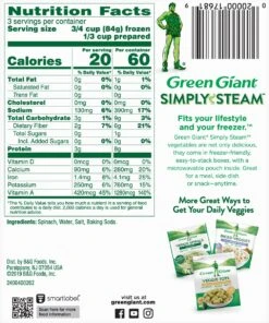 Green Giant Simply Steam No Sauce Chopped Spinach 9 Oz -Snack Shop 3 71725203ddecbd79674e4076f6a342d7