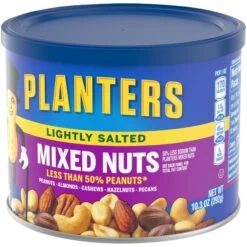 Planters Lightly Salted Mixed Nuts Less Than 50% Peanuts With Peanuts, Almonds, Cashews, Hazelnuts & Pecans, 10.3 Oz Canister -Snack Shop 3 c481b302a0d78ff385fb85e865f614f9