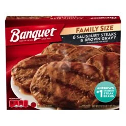Banquet Family Size Salisbury Steaks And Brown Gravy, Frozen Meal, 27 Oz.
