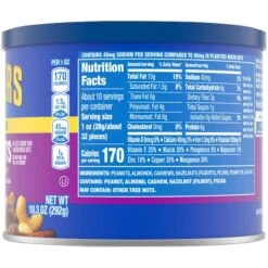 Planters Lightly Salted Mixed Nuts Less Than 50% Peanuts With Peanuts, Almonds, Cashews, Hazelnuts & Pecans, 10.3 Oz Canister -Snack Shop 4 e24441ee75d36e35c616c63123a36cfb