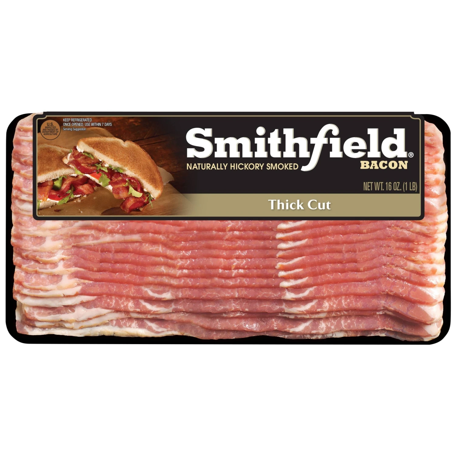 Smithfield Thick Cut Hickory Smoked Bacon - 16oz 3 Smithfield Thick Cut Hickory Smoked Bacon - 16oz