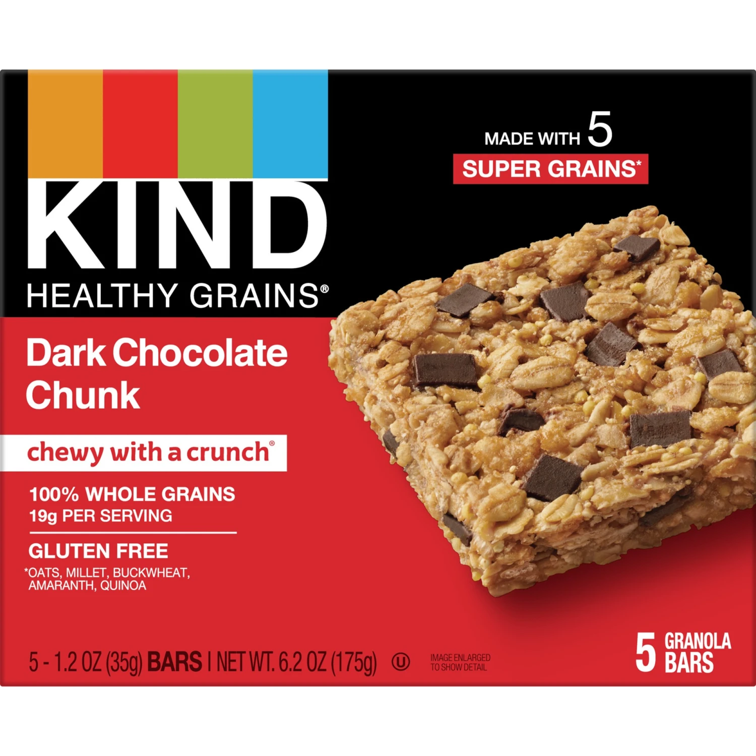 KIND Dark Chocolate Chunk Gluten Free Granola Bars 3 KIND Dark Chocolate Chunk Gluten Free Granola Bars
