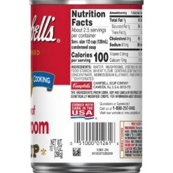 Campbell's Condensed Cream Of Mushroom Soup, 10.5 Oz Can -Snack Shop 5 0f4996abff778683a296c143826edafc