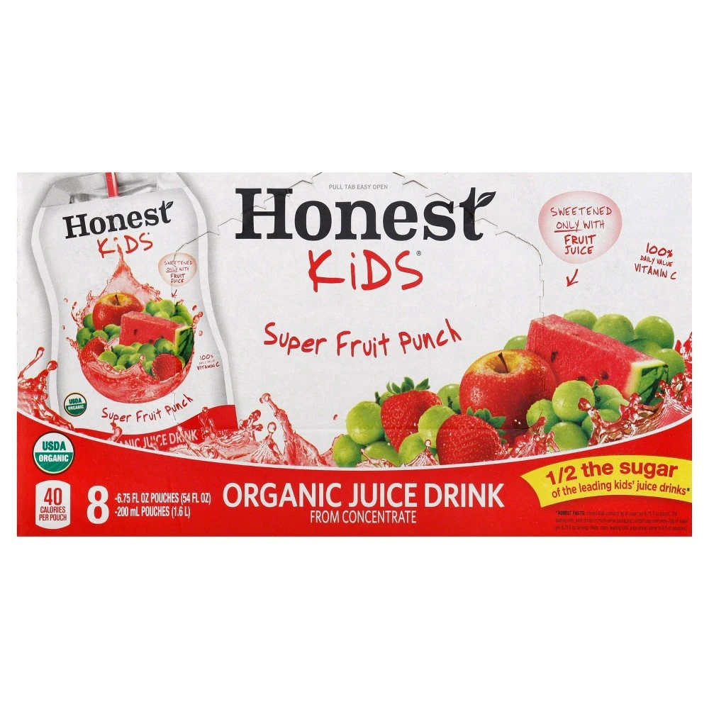Honest Kids Super Fruit Punch Organic Fruit Juice, 6.75 Fl Oz, 8 Pack 4 Honest Kids Super Fruit Punch Organic Fruit Juice, 6.75 Fl Oz, 8 Pack - Image 2