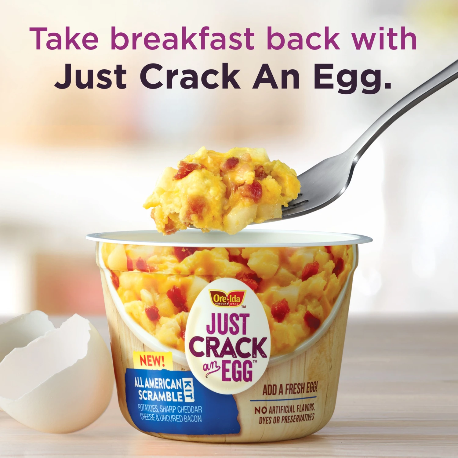 Ore-Ida Just Crack An Egg All American Scramble Kit With Potatoes, Cheese, Bacon - 3oz 9 Ore-Ida Just Crack An Egg All American Scramble Kit With Potatoes, Cheese, Bacon - 3oz - Image 7