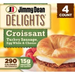 Jimmy Dean Delights Croissant Breakfast Sandwiches With Turkey Sausage, Egg White, And Cheese, Frozen, 4 Count