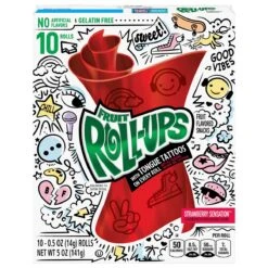 Fruit Roll-Ups Fruit Flavored Snacks, Strawberry Sensation, 0.5 Oz, 10 Ct