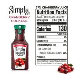 Simply Cranberry Cocktail Bottle, 52 Fl Oz -Snack Shop 7 2a77545f7a8db37e3b3b77fa4adf7d57