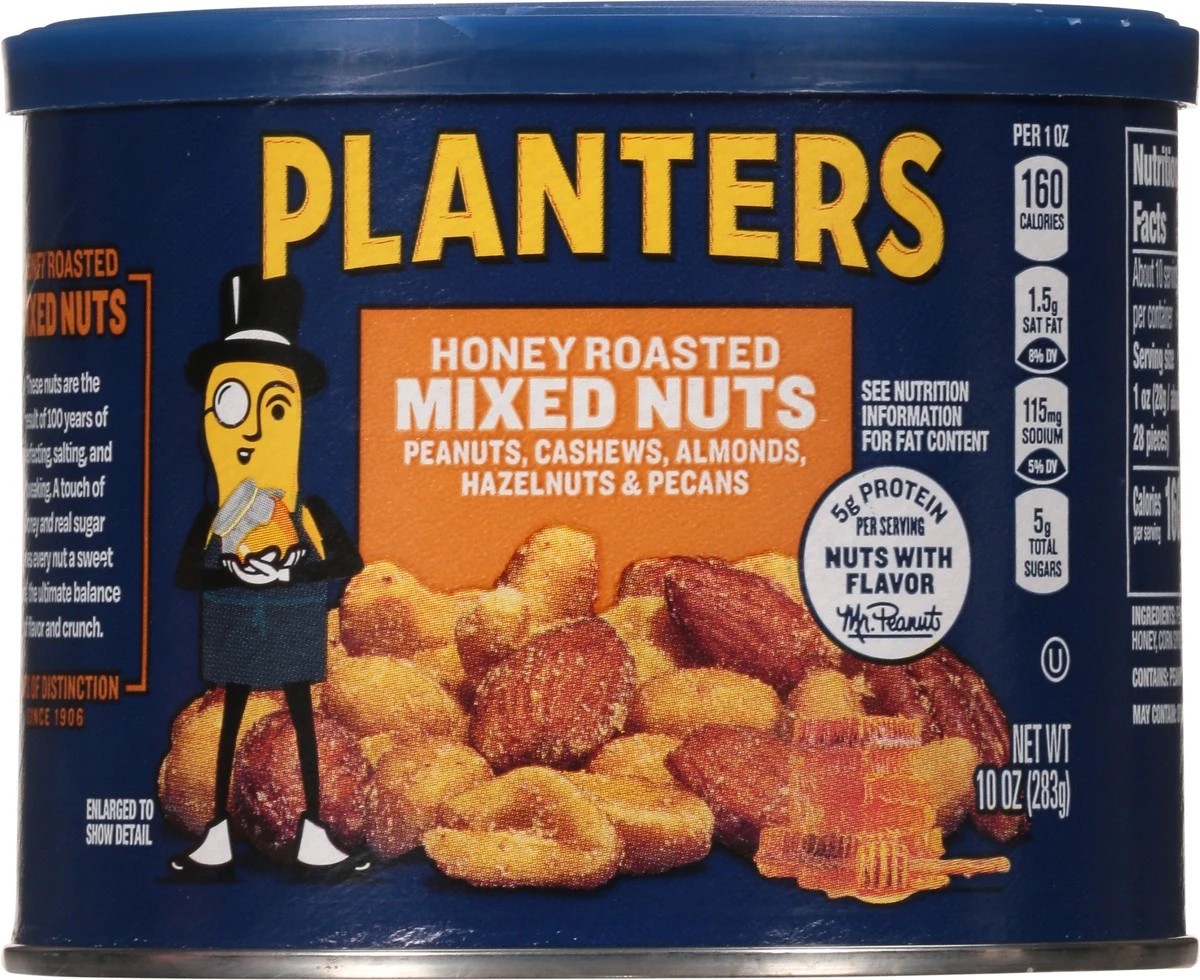 Planters Honey Roasted Mixed Nuts With Peanuts, Cashews, Almonds, Hazelnuts & Pecans, 10 Oz Canister 11 Planters Honey Roasted Mixed Nuts With Peanuts, Cashews, Almonds, Hazelnuts & Pecans, 10 Oz Canister - Image 9