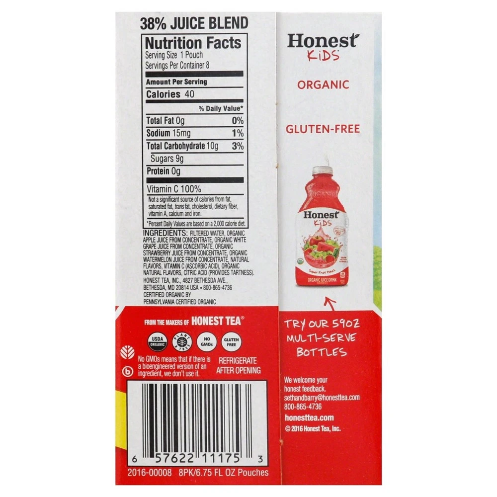 Honest Kids Super Fruit Punch Organic Fruit Juice, 6.75 Fl Oz, 8 Pack 5 Honest Kids Super Fruit Punch Organic Fruit Juice, 6.75 Fl Oz, 8 Pack - Image 3