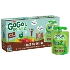 GoGo SqueeZ 12-Pack Apple Cinnamon Applesauce 12 Pouches 3.2 Oz Pouch 12 Ea