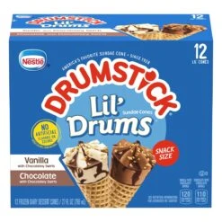 Nestlé Drumstick Lil' Drums Vanilla Chocolate Ice Cream Cones - 12ct