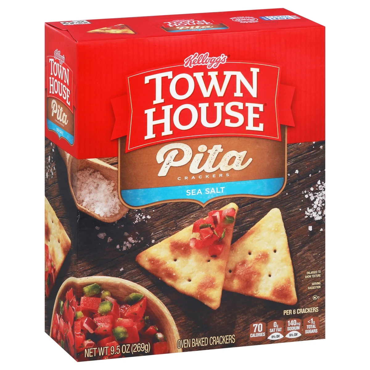 Town House Kellogg's Town House Sea Salt Pita Crackers - 9.5oz 4 Town House Kellogg's Town House Sea Salt Pita Crackers - 9.5oz - Image 2
