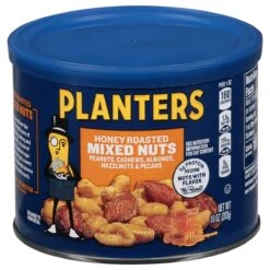 Planters Honey Roasted Mixed Nuts With Peanuts, Cashews, Almonds, Hazelnuts & Pecans, 10 Oz Canister