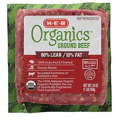 H-E-B Organics 90/10 Ground Beef 3 H-E-B Organics 90/10 Ground Beef