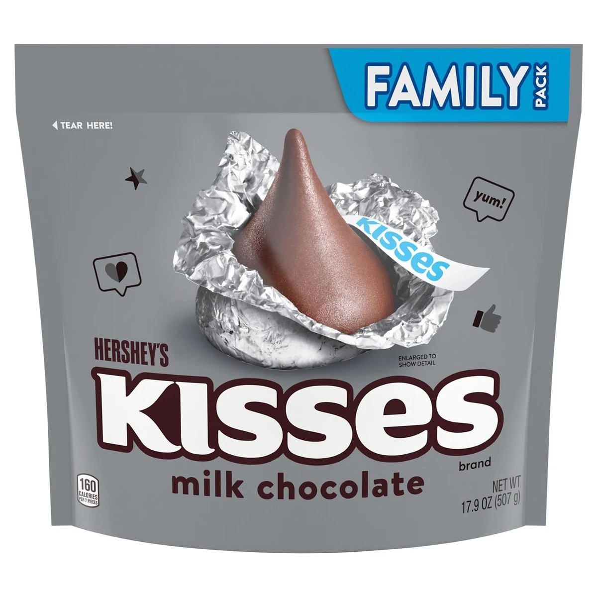 Hershey's KISSES Milk Chocolate Candy Family Pack, 17.9 Oz 3 Hershey's KISSES Milk Chocolate Candy Family Pack, 17.9 Oz