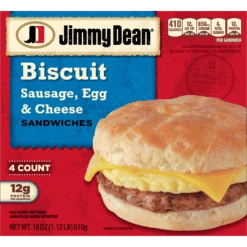 Jimmy Dean Biscuit Breakfast Sandwiches With Sausage, Egg, And Cheese, Frozen, 4 Count