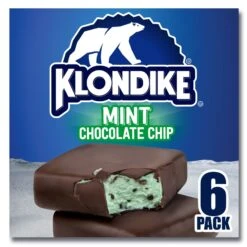 Klondike Frozen Dairy Dessert Bars Mint Chocolate Chip, 4 Fl Oz, 6 Count