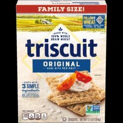Triscuit Original Whole Grain Wheat Crackers, Vegan Crackers, Family Size, 12.5 Oz