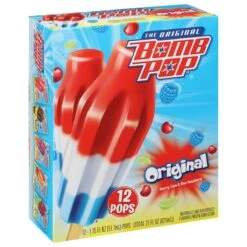 Bomb Pop Original Ice Pop, Frozen Sweet Treat For Back To School, 12 Pack