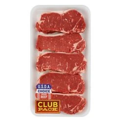 Choice Beef New York Strip Steak Boneless Thick Club Pack, 4-5 Steaks