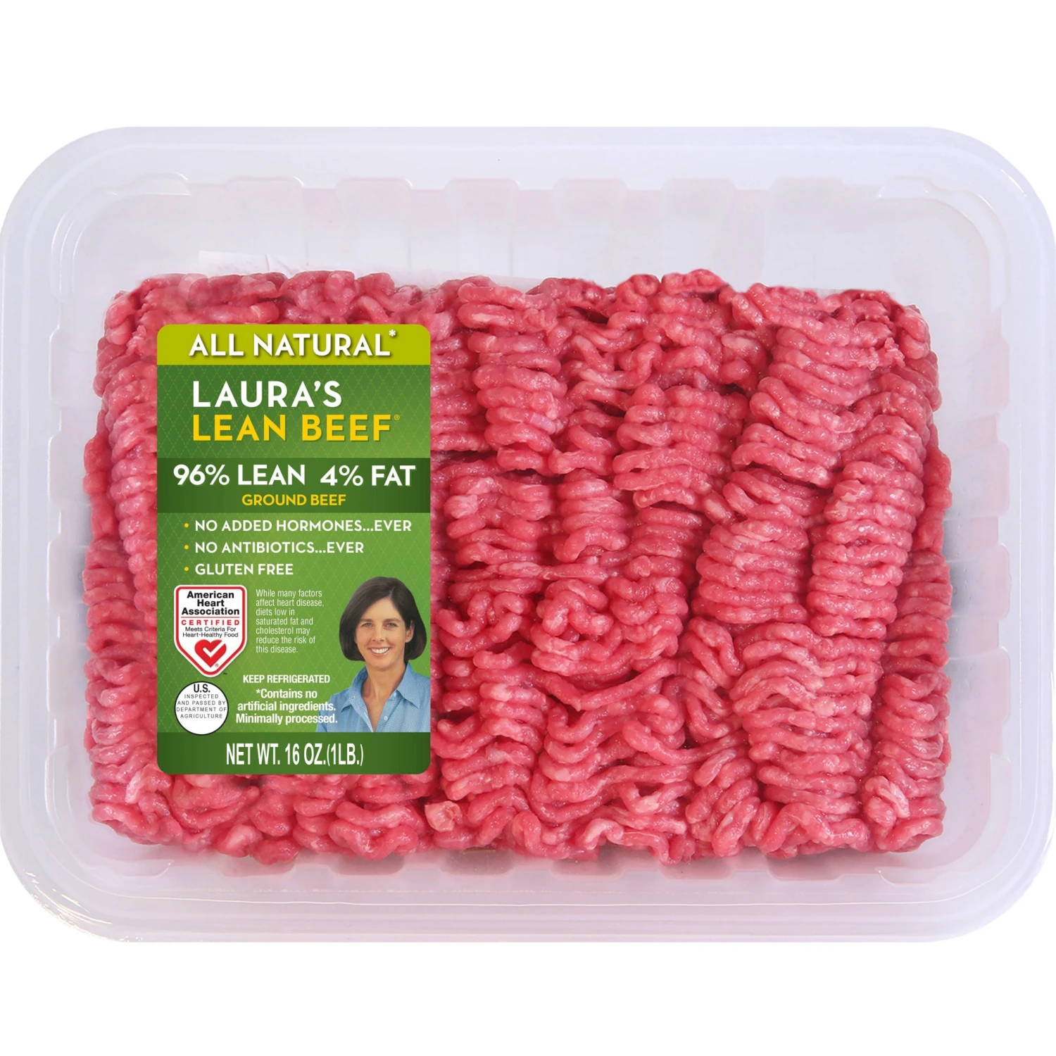 Laura's Lean LAURA'S LEAN BEEF96% LEAN 4% FATGROUND BEEF 16oz 3 Laura's Lean LAURA'S LEAN BEEF96% LEAN 4% FATGROUND BEEF 16oz