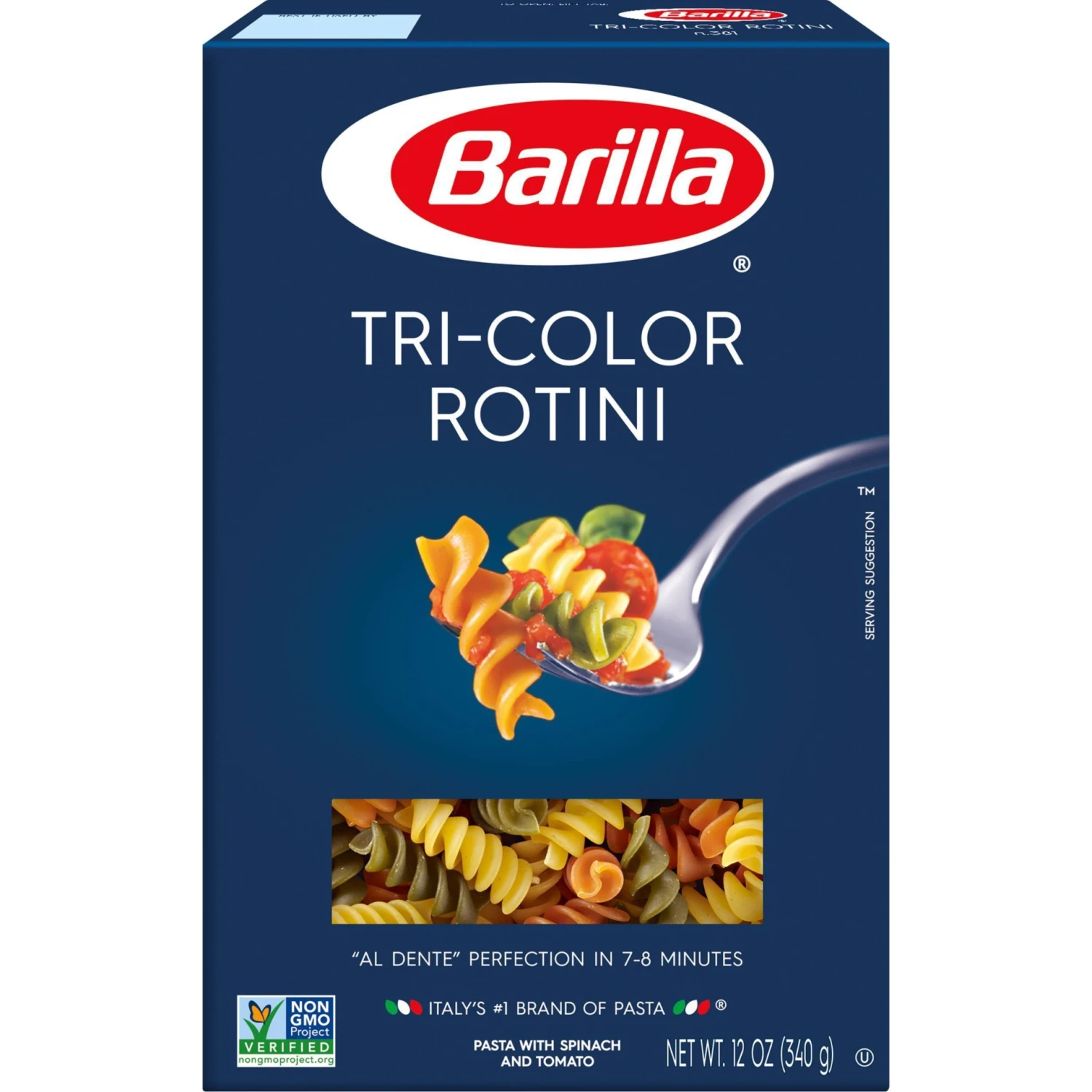 Barilla Tri-Color Rotini Pasta 12 Oz Non-GMO, Kosher Certified 3 Barilla Tri-Color Rotini Pasta 12 Oz Non-GMO, Kosher Certified